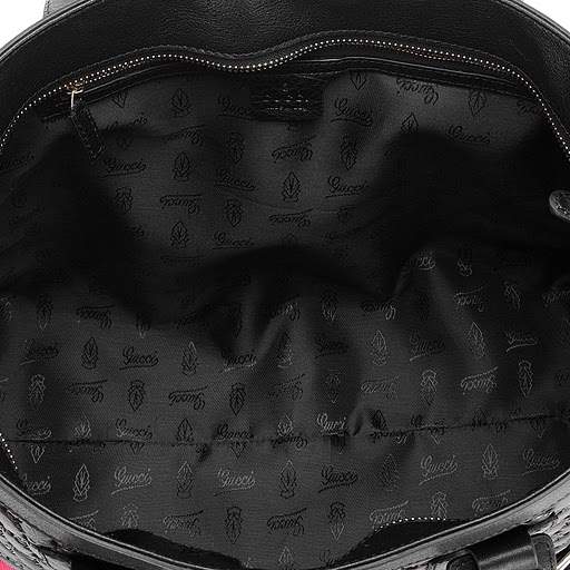 1:1 Gucci 247574 Gucci Heritage Large Tote Bags-Black Guccissima Leather